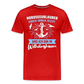 Wilhelmshavener Wilhelmshaven - Männer Premium Bio T-Shirt - Rot - Vorne - Damien (186cm)