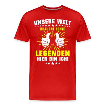 Legende Sprüche Legenden - Männer Premium Bio T-Shirt - Rot - Vorne - Damien (186cm)