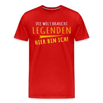 Legende Sprüche Legenden - Männer Premium Bio T-Shirt - Rot - Vorne - Damien (186cm)