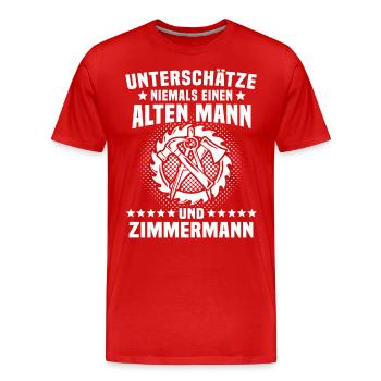 Zimmermann Zimmerer - Männer Premium Bio T-Shirt - Rot - Vorne - Damien (186cm)