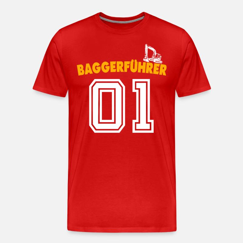 Baggerführer Bagger Baggerfahrer - Männer Premium Bio T-Shirt - Rot