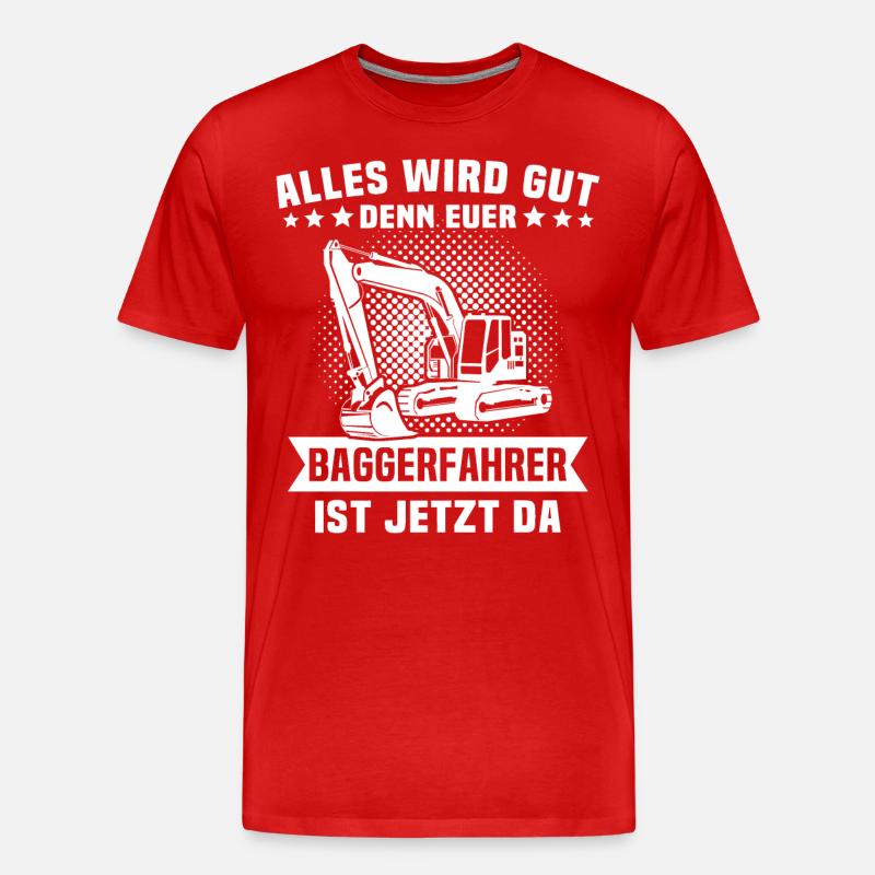 Baggerfahrer Bagger - Männer Premium Bio T-Shirt - Rot