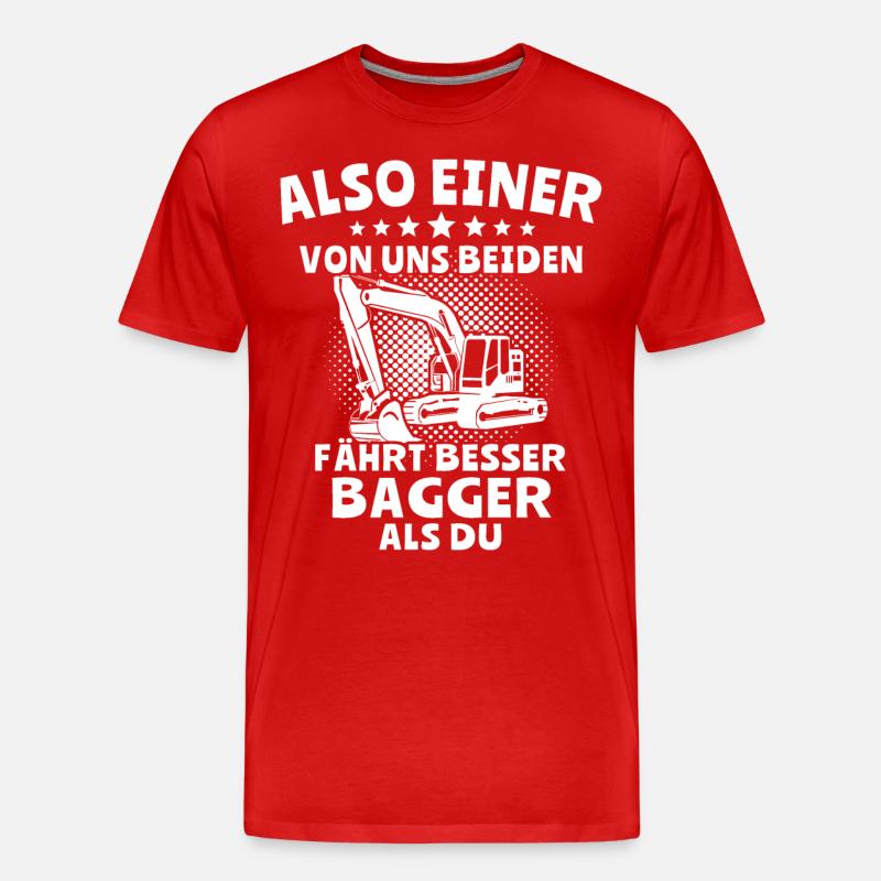 Baggerfahrer Bagger - Männer Premium Bio T-Shirt - Rot