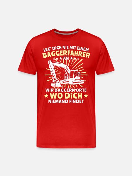 Baggerführer Bagger Baggerfahrer - Männer Premium Bio T-Shirt - Rot