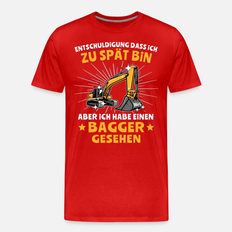 Baggerführer Bagger Baggerfahrer - Männer Premium Bio T-Shirt - Rot