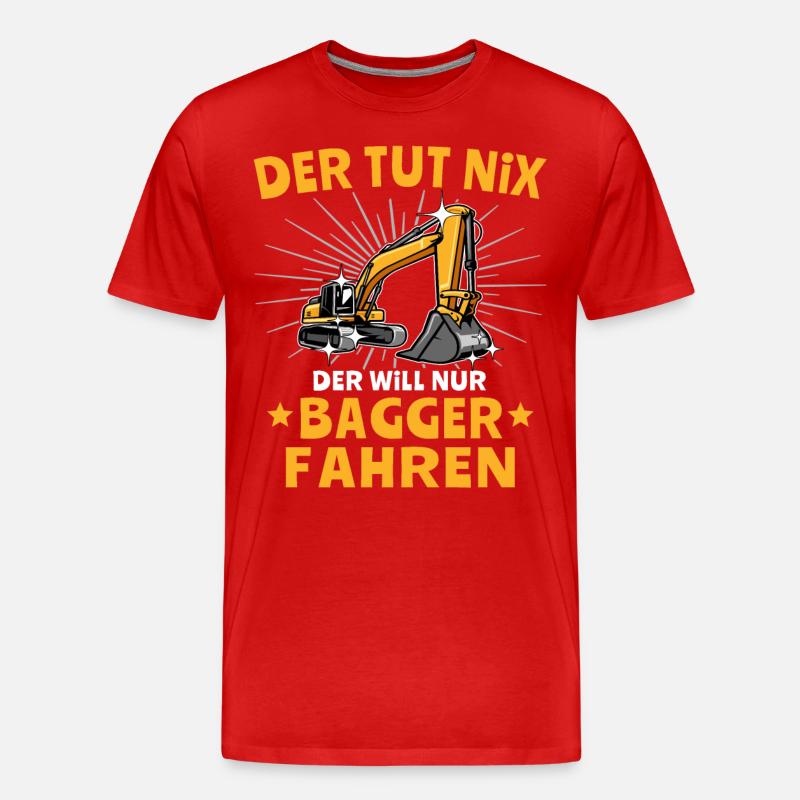 Baggerführer Bagger Baggerfahrer - Männer Premium Bio T-Shirt - Rot
