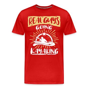 Kayak Guys Kayaking - Men's Premium Organic T-Shirt - red - Front - Damien (186cm)