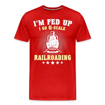 Chemin de fer miniature de jardin Écartement G - T-shirt bio Premium Homme - rouge - Devant - Damien (186cm)