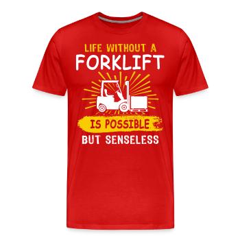 Chariot élévateur - T-shirt bio Premium Homme - rouge - Devant - Damien (186cm)