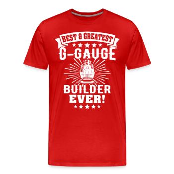 Chemin de fer miniature de jardin Voie G - T-shirt bio Premium Homme - rouge - Devant - Damien (186cm)
