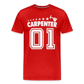 Charpentier, charpentier, charpentier, - T-shirt bio Premium Homme - rouge - Devant - Damien (186cm)