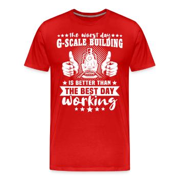 Garden Railway Gauge G Model Railway - Men's Premium Organic T-Shirt - red - Front - Damien (186cm)