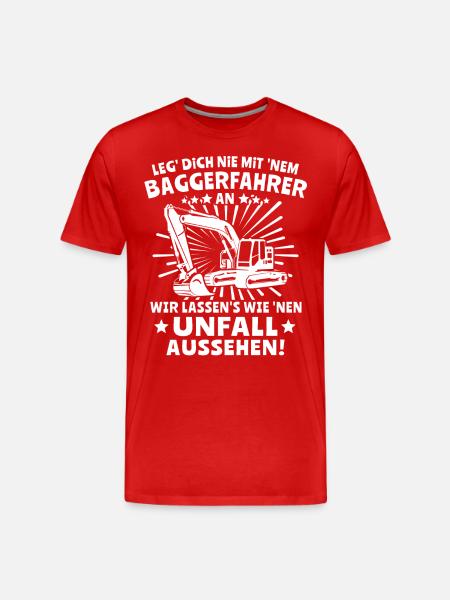 Baggerfahrer Bagger - Männer Premium Bio T-Shirt - Rot