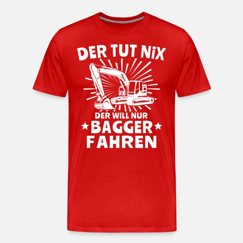 Baggerfahrer Bagger - Männer Premium Bio T-Shirt - Rot