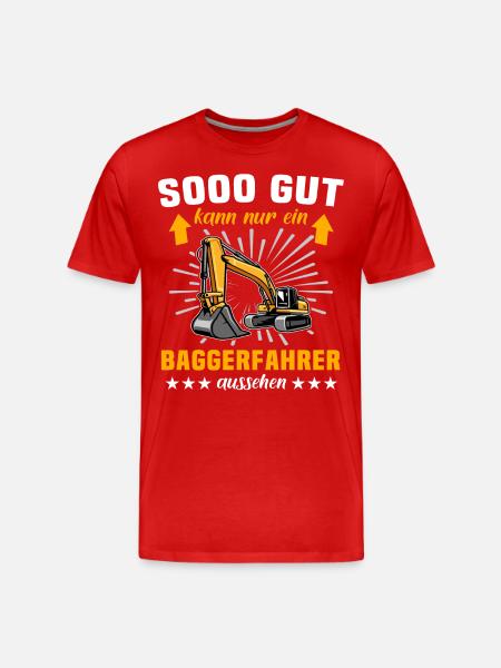Baggerfahrer Bagger - Männer Premium Bio T-Shirt - Rot