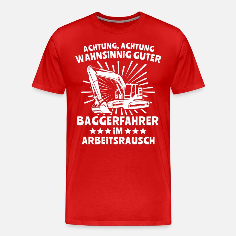 Baggerfahrer Bagger - Männer Premium Bio T-Shirt - Rot