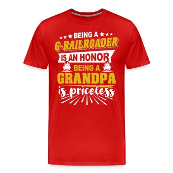Garden railway gauge G Opa - Men's Premium Organic T-Shirt - red - Front - Damien (186cm)