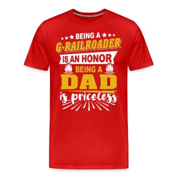 Voie ferrée de jardin G Papa - T-shirt bio Premium Homme - rouge - Devant - Damien (186cm)
