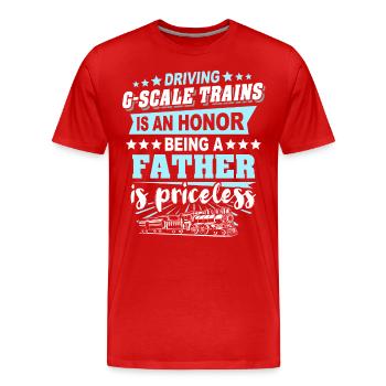 Voie ferrée de jardin G Papa - T-shirt bio Premium Homme - rouge - Devant - Damien (186cm)