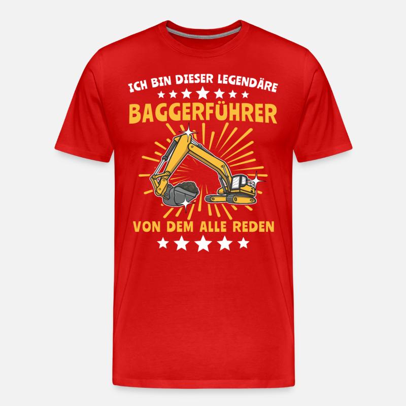 Baggerführer Baggerfahrer - Männer Premium Bio T-Shirt - Rot
