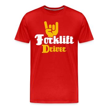 Chariot élévateur - T-shirt bio Premium Homme - rouge - Devant - Damien (186cm)