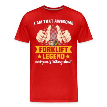 Chariot élévateur - T-shirt bio Premium Homme - rouge - Devant - Damien (186cm)