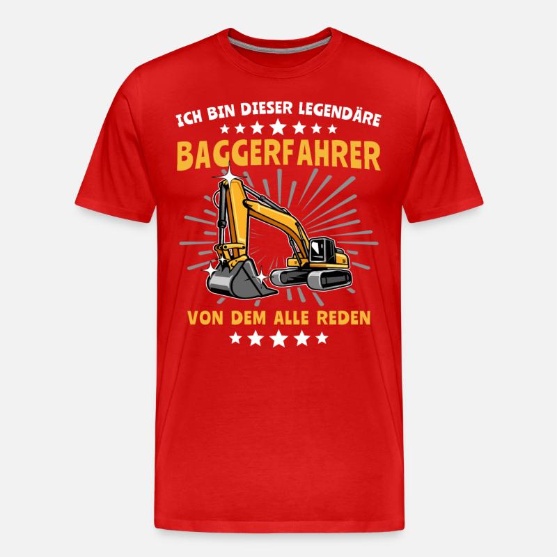 Baggerfahrer Bagger - Männer Premium Bio T-Shirt - Rot