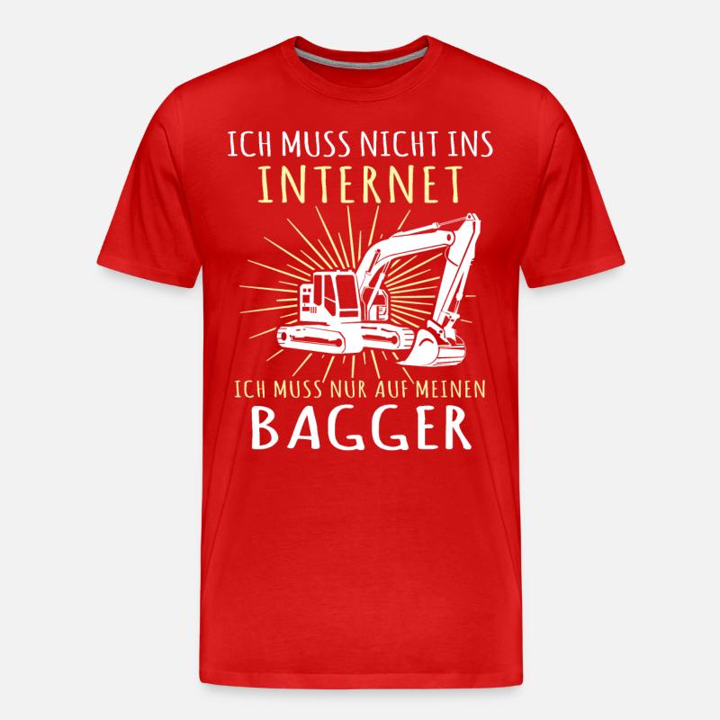 Baggerfahrer Bagger - Männer Premium Bio T-Shirt - Rot
