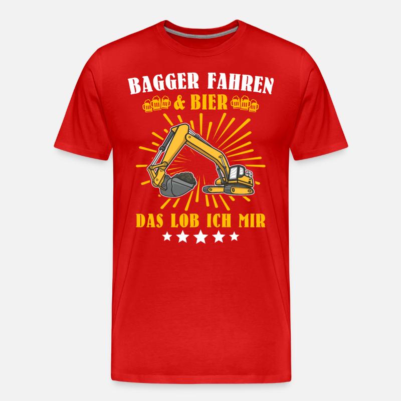 Baggerfahrer Bagger - Männer Premium Bio T-Shirt - Rot