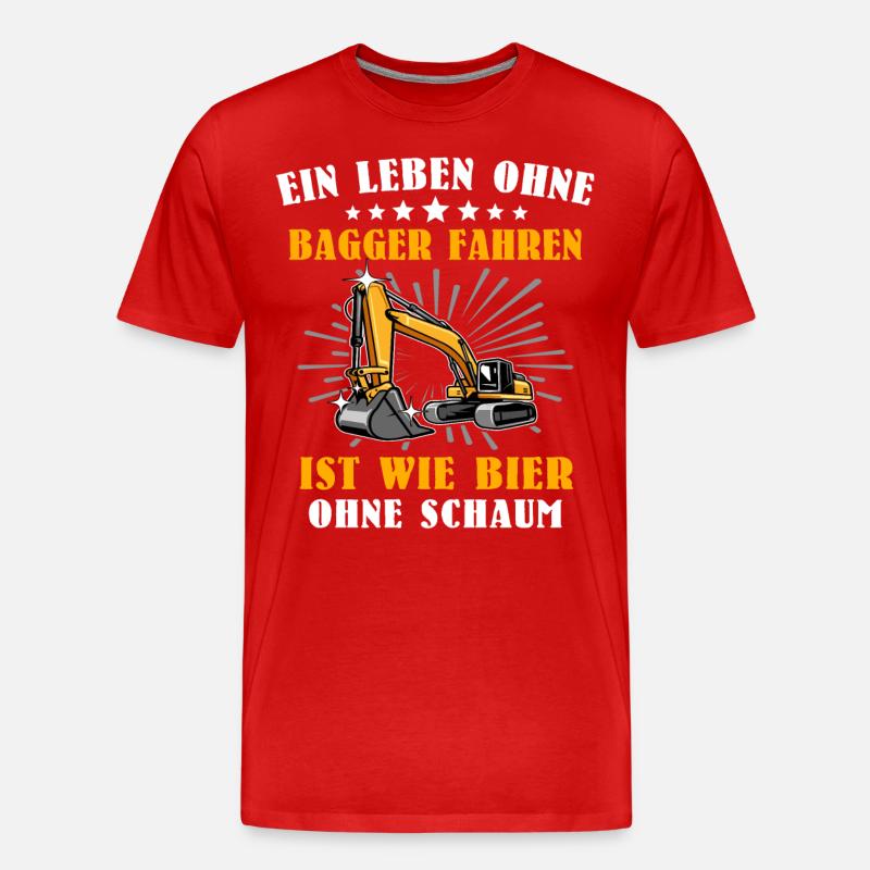 Baggerfahrer Bagger - Männer Premium Bio T-Shirt - Rot