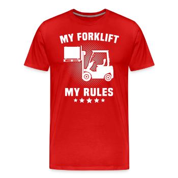 Stapler Regeln Staplerfahrer - Männer Premium Bio T-Shirt - Rot - Vorne - Damien (186cm)