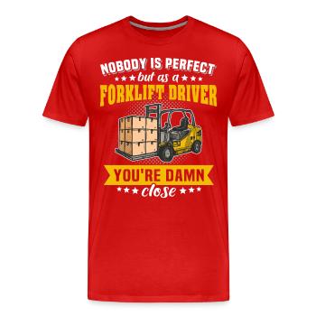 Gabelstapler Staplerfahrer Stapler - Männer Premium Bio T-Shirt - Rot - Vorne - Damien (186cm)