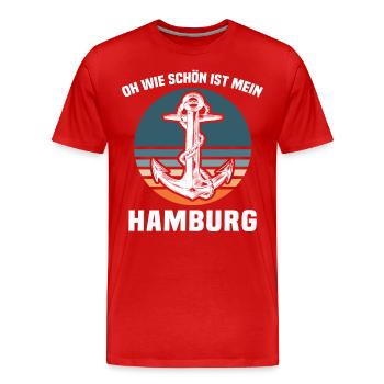 Hamburg Sprüche Hamburger - Männer Premium Bio T-Shirt - Rot - Vorne - Damien (186cm)