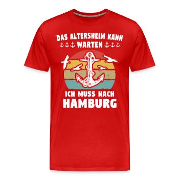 Hamburger Sprüche Hamburg - Männer Premium Bio T-Shirt - Rot - Vorne - Damien (186cm)