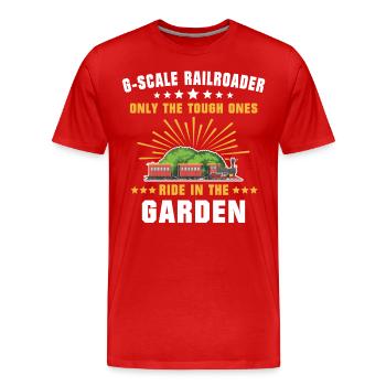 Chemin de fer miniature de jardin Voie G - T-shirt bio Premium Homme - rouge - Devant - Damien (186cm)