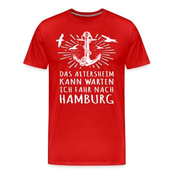Lustige Hamburg Sprüche - Männer Premium Bio T-Shirt - Rot - Vorne - Damien (186cm)