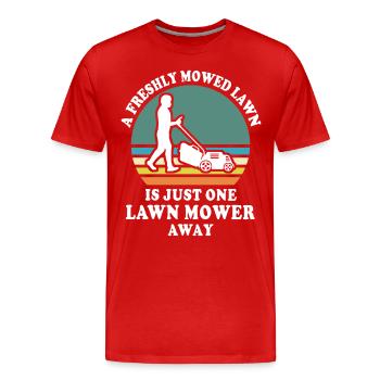 Lawn mower sayings - Men's Premium Organic T-Shirt - red - Front - Damien (186cm)