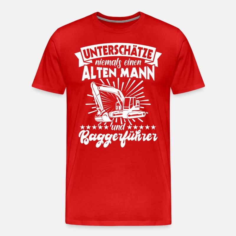 Baggerfahrer Bagger - Männer Premium Bio T-Shirt - Rot