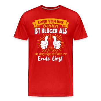 Klüger Als Du - Männer Premium Bio T-Shirt - Rot - Vorne - Damien (186cm)
