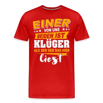 Klüger Als Du - Männer Premium Bio T-Shirt - Rot - Vorne - Damien (186cm)