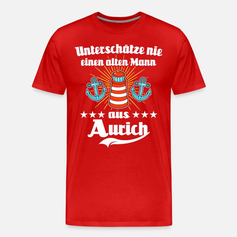 Aurich Mann Auricher Männer - Männer Premium Bio T-Shirt - Rot