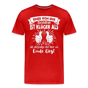 Klugscheisser Sarkasmus - Männer Premium Bio T-Shirt - Rot - Vorne - Damien (186cm)