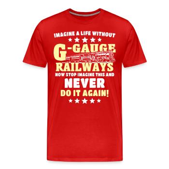 Voie ferrée de jardin G - T-shirt bio Premium Homme - rouge - Devant - Damien (186cm)