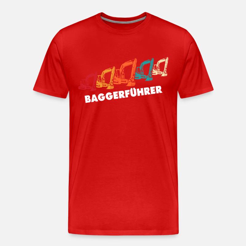 Bagger Ich Liebe Baggerfahrer - Männer Premium Bio T-Shirt - Rot