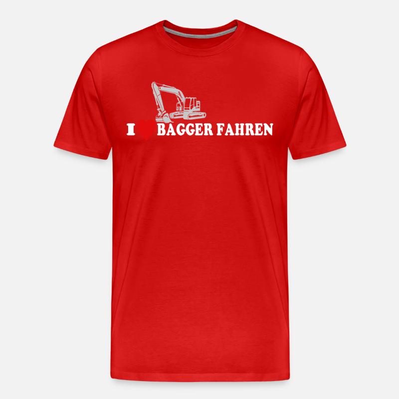 Bagger Ich Liebe Baggerfahrer - Männer Premium Bio T-Shirt - Rot