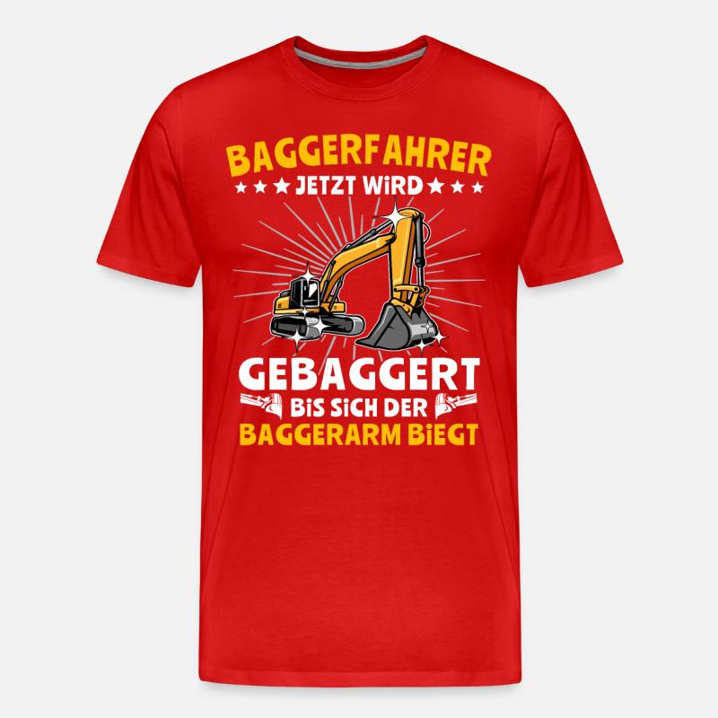 Bagger Baggerfahrer - Männer Premium Bio T-Shirt - Rot