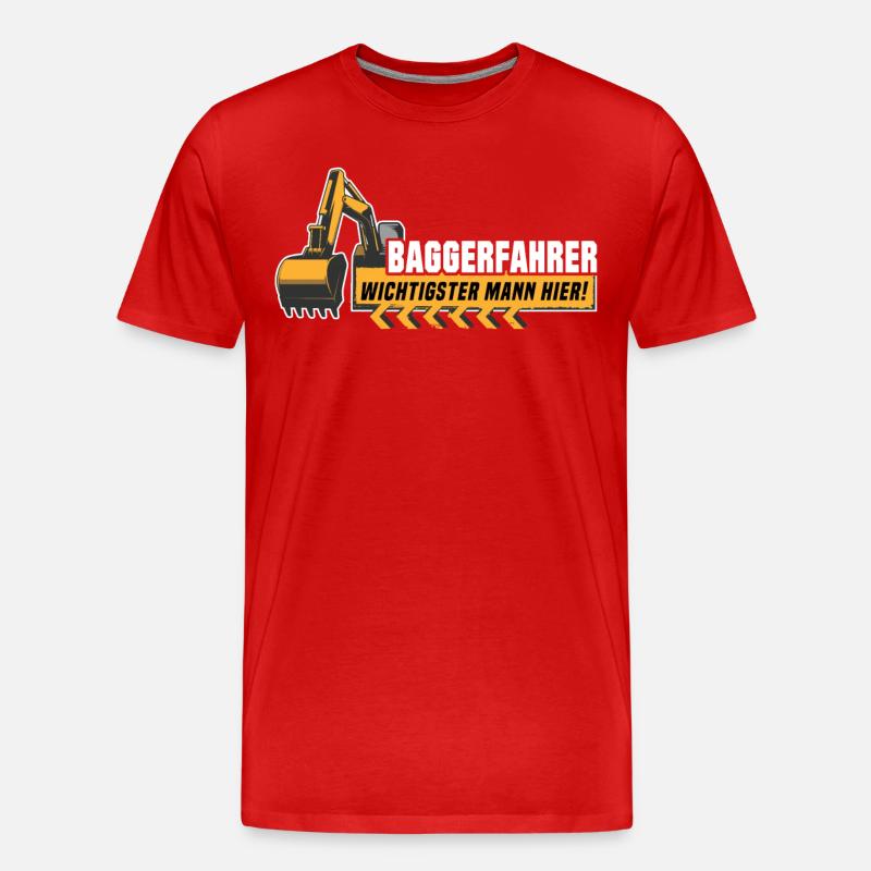 Baggerfahrer Bagger - Männer Premium Bio T-Shirt - Rot