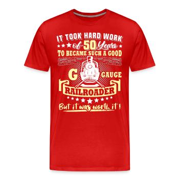 Garden Railway 50e anniversaire Garden Railway Gauge G - T-shirt bio Premium Homme - rouge - Devant - Damien (186cm)