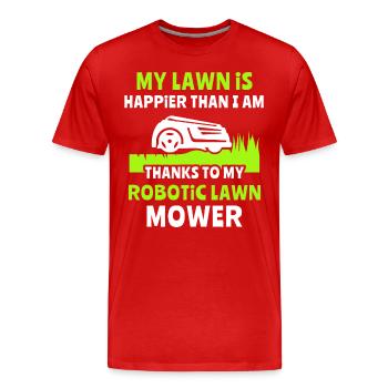 Tondeuse robot - T-shirt bio Premium Homme - rouge - Devant - Damien (186cm)