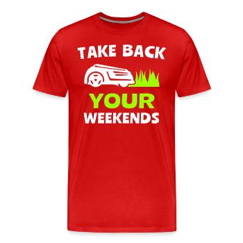 Tondeuse robot - T-shirt bio Premium Homme - rouge - Devant - Damien (186cm)